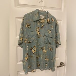 Wild West Cowboy Vintage Reyn Spooner Collectible Camp Shirt  - Gray or Blue